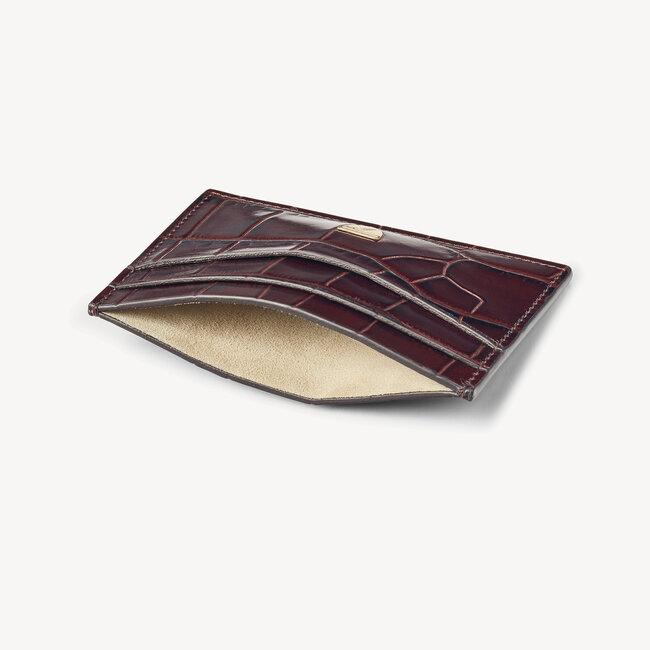 Slim Credit Card Holder Deep Shine Amazon Brown Croc