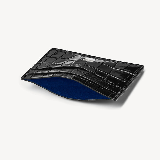 Slim Credit Card Holder Deep Shine Black Croc