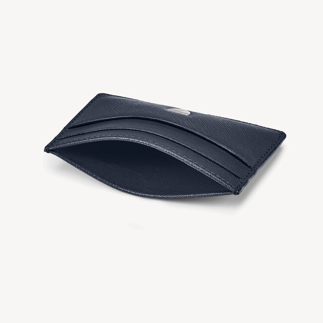 Slim Credit Card Holder Navy Saffiano