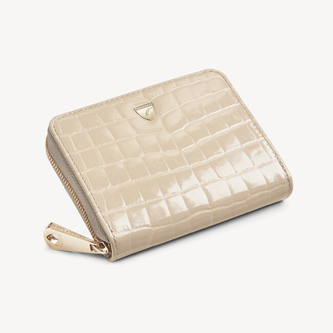 Slim Mini Continental Purse Soft Taupe Patent Croc