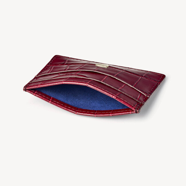 Slim Credit Card Holder Deep Shine Bordeaux Croc