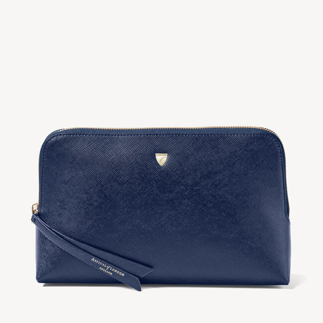 Large Essential Cosmetic Case Navy Saffiano