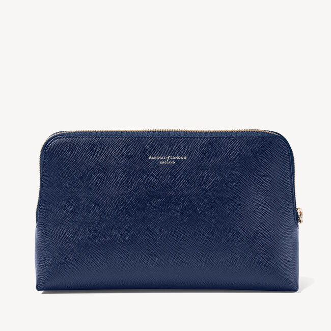 Large Essential Cosmetic Case Navy Saffiano