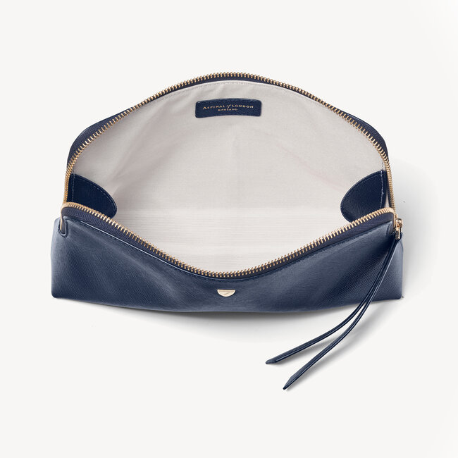 Large Essential Cosmetic Case Navy Saffiano