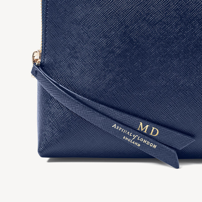 Large Essential Cosmetic Case Navy Saffiano