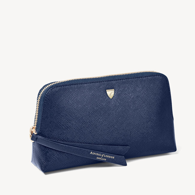 Small Essential Cosmetic Case Navy Saffiano