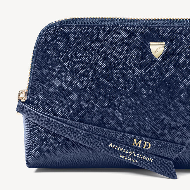 Small Essential Cosmetic Case Navy Saffiano
