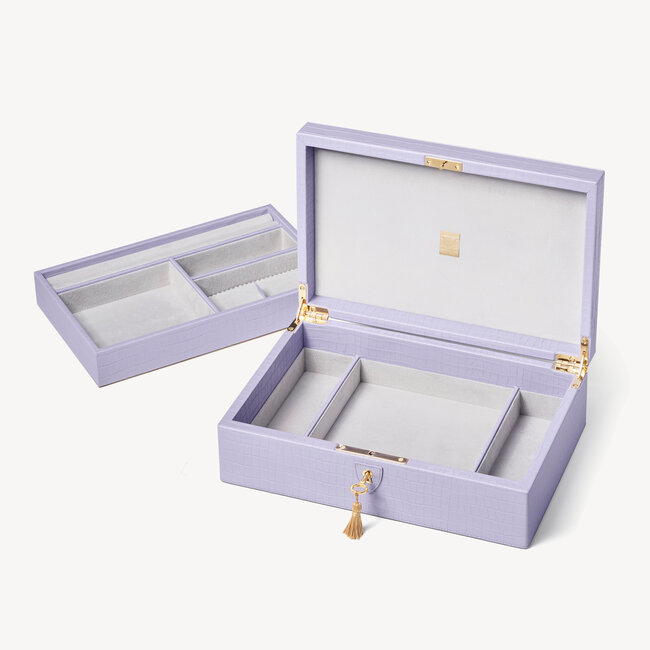 Savoy Jewellery Box Deep Shine English Lavender Small Croc