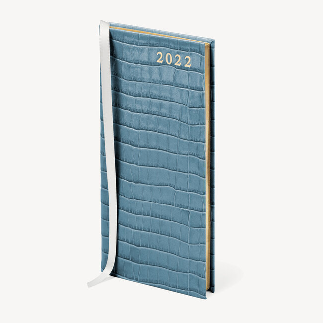 Slim Pocket Leather Diary Deep Shine Cornflower Small Croc