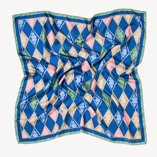 Harlequin Silk Scarf Multi-coloured Pastels Pure Silk