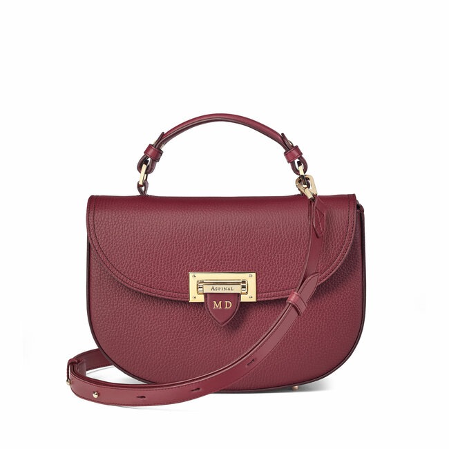 Letterbox Saddle Bag in Bordeaux Pebble | Aspinal of London