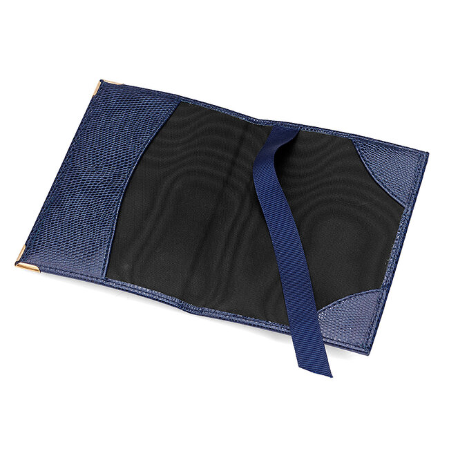 Plain Passport Cover in Navy Lizard | Aspinal of London