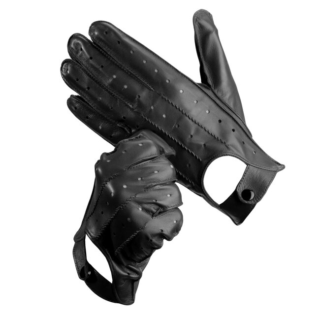 Men’s Leather Driving Gloves in Black Aspinal of London
