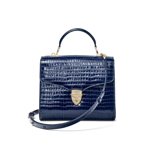 Mayfair Bag Deep Shine Midnight Blue Small Croc