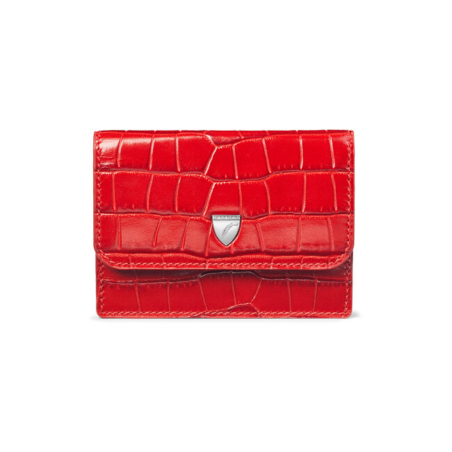Accordion Credit Card Holder Deep Shine Red Small Croc