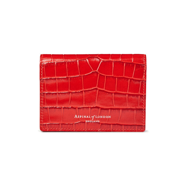 Accordion Credit Card Holder Deep Shine Red Small Croc