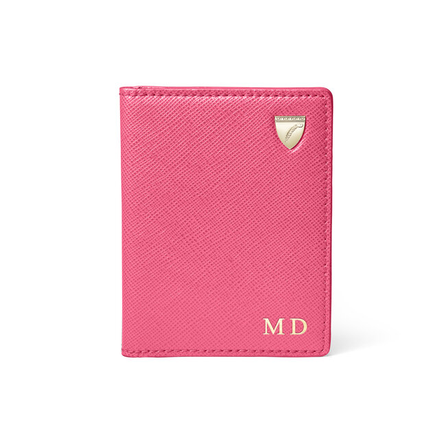 ID & Travel Card Holder in Pink Saffiano Aspinal of London