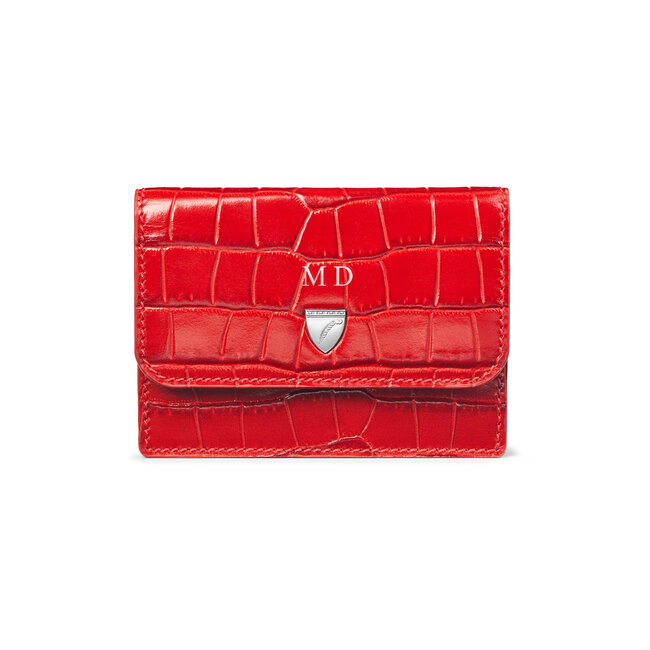 Accordion Credit Card Holder Deep Shine Red Small Croc