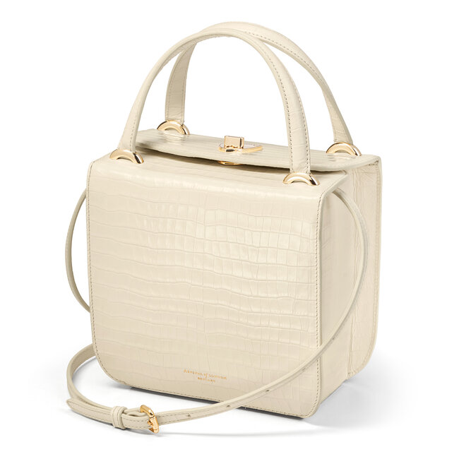 Gigi Bag in Ivory Small Croc | Aspinal of London