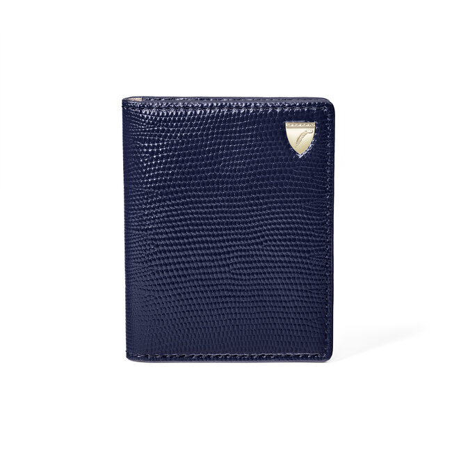 ID & Travel Card Holder Midnight Blue Silk Lizard