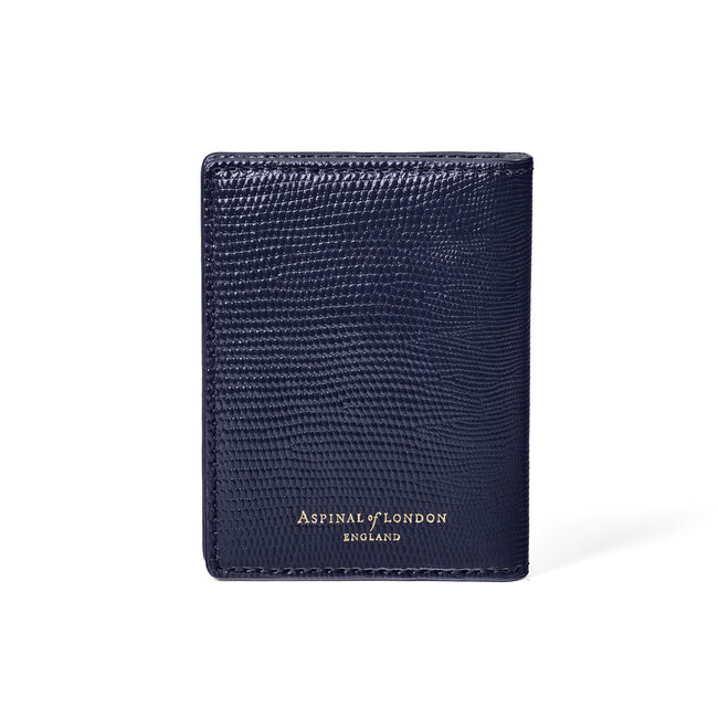 ID & Travel Card Holder Midnight Blue Silk Lizard