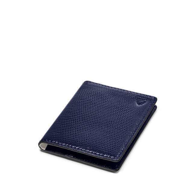 ID & Travel Card Holder Midnight Blue Silk Lizard