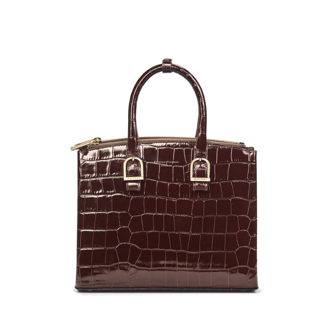 Midi Madison Tote Deep Shine Amazon Brown Croc