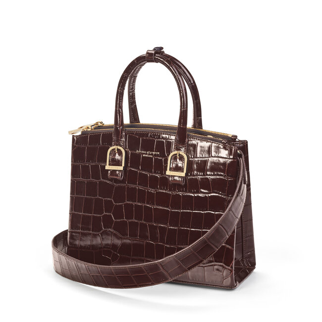 Midi Madison Tote Deep Shine Amazon Brown Croc