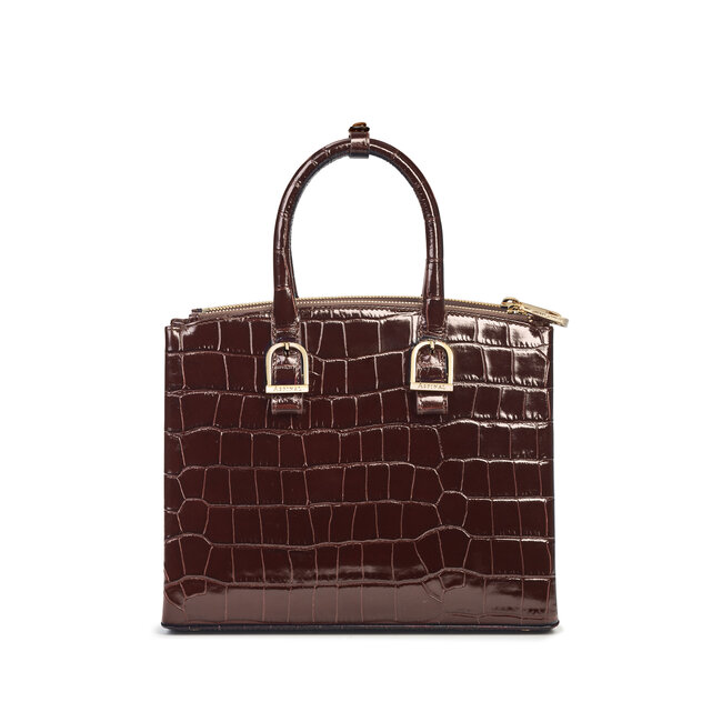 Midi Madison Tote Deep Shine Amazon Brown Croc