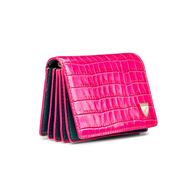 Pink Croc & Evergreen Accordion Card Case & Chain Aspinal