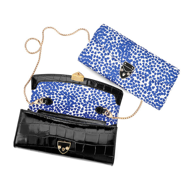 Aspinal x Beulah Blue Heart Clutch Cobalt Blue Heart