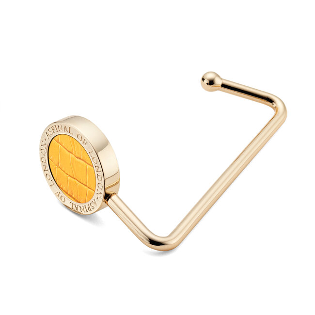 Handbag Hook in Bright Mustard Croc Aspinal of London