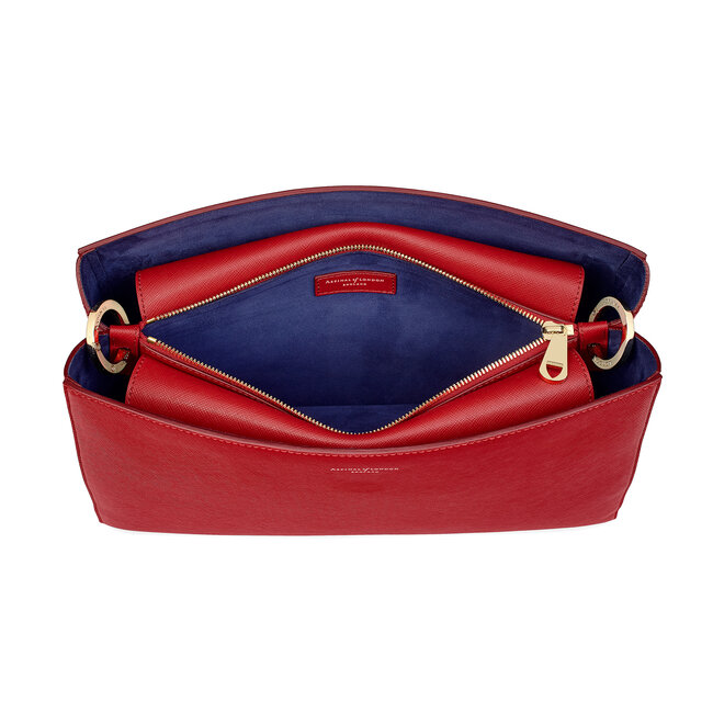 Large Ella Hobo Scarlet Saffiano with Scarlet & Navy Strap
