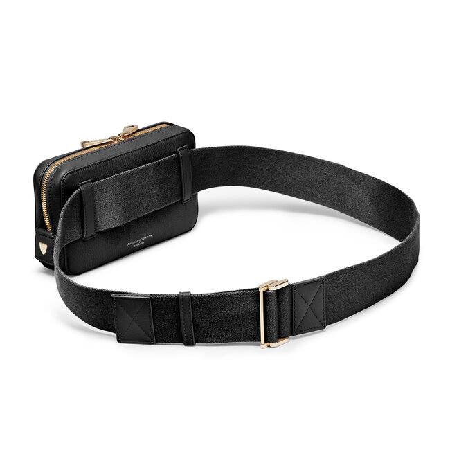 Camera Belt Bag in Black Pebble & Smooth Aspinal of London