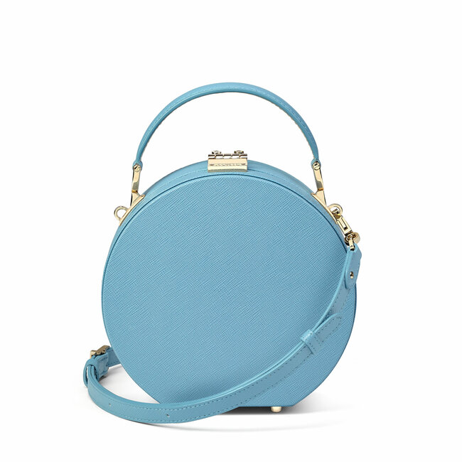 Hat Box Handbag in Bluebird Saffiano | Aspinal of London