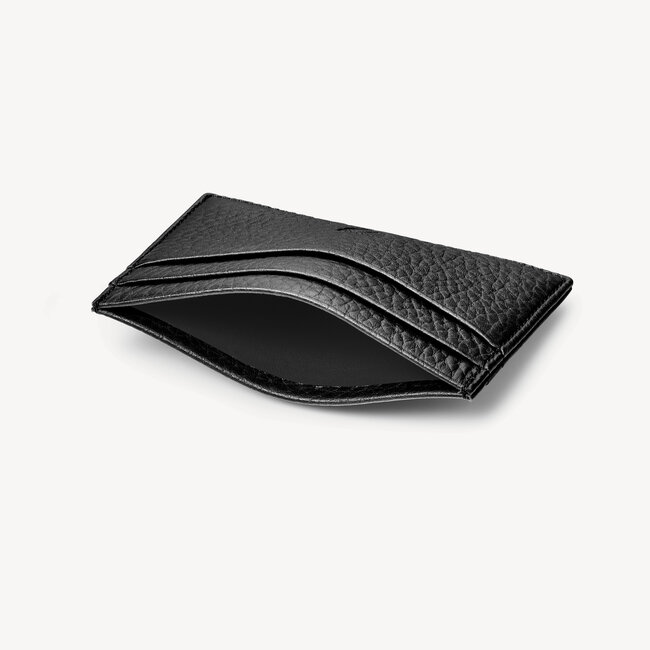 Slim Credit Card Holder in Black Pebble | Aspinal of London