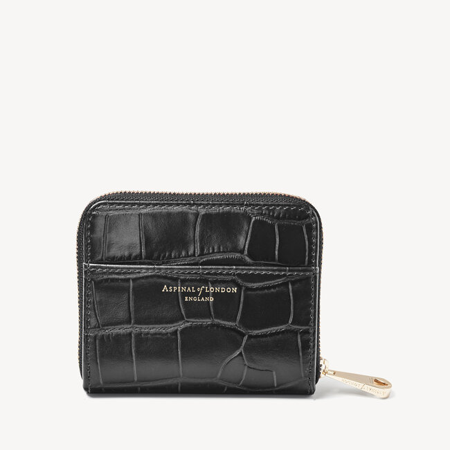 Slim Mini Continental Purse Deep Shine Black Croc