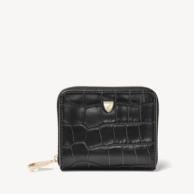 Slim Mini Continental Purse Deep Shine Black Croc