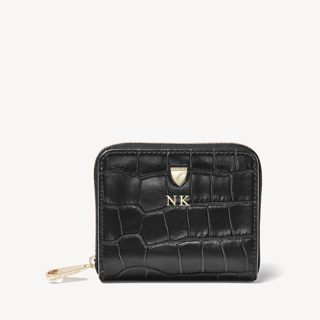 Slim Mini Continental Purse Deep Shine Black Croc
