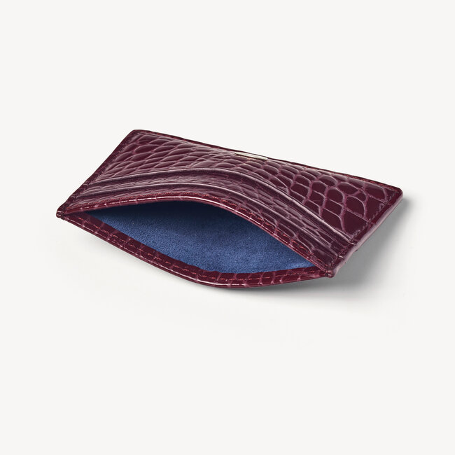 Slim Credit Card Holder Burgundy Patent Croc