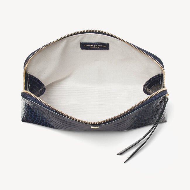 Large Essential Cosmetic Case Midnight Blue Patent Croc