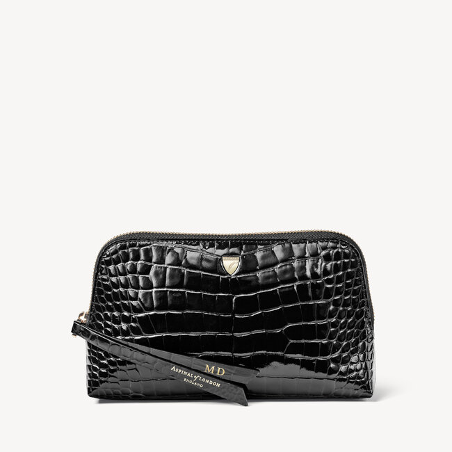 Small Essential Cosmetic Case Black Patent Croc