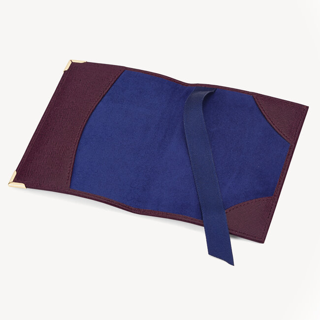 Passport Cover Burgundy Saffiano & Navy Suede