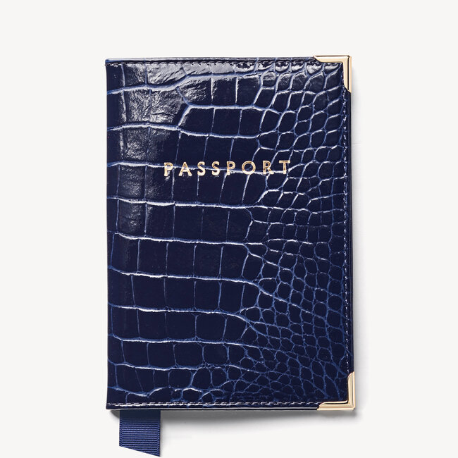 Passport Cover Midnight Blue Patent Croc