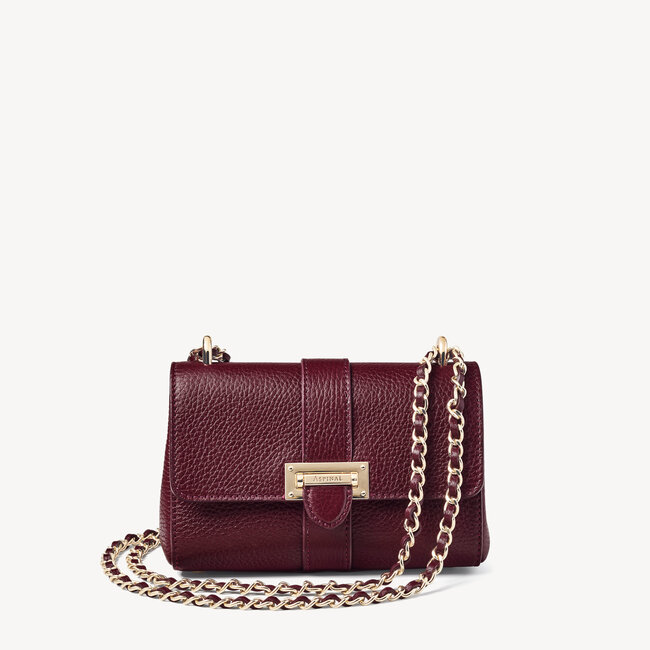 Micro Lottie Bag in Burgundy Pebble | Aspinal of London