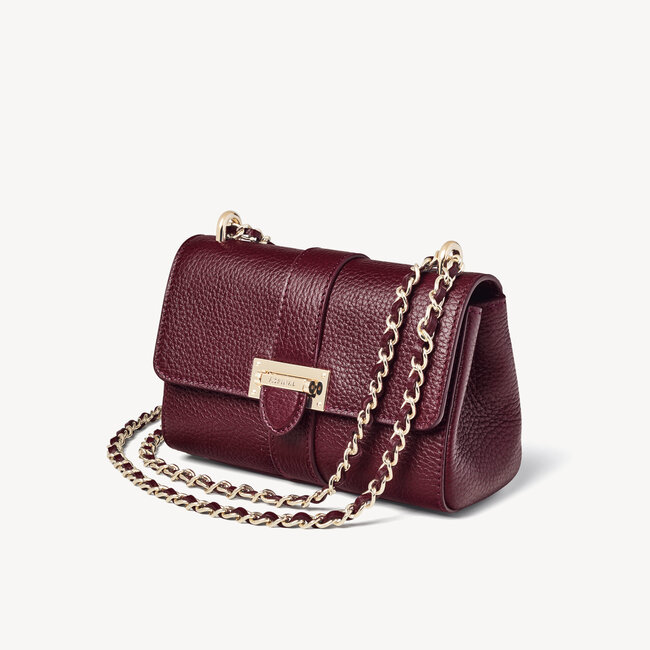 Micro Lottie Bag in Burgundy Pebble | Aspinal of London