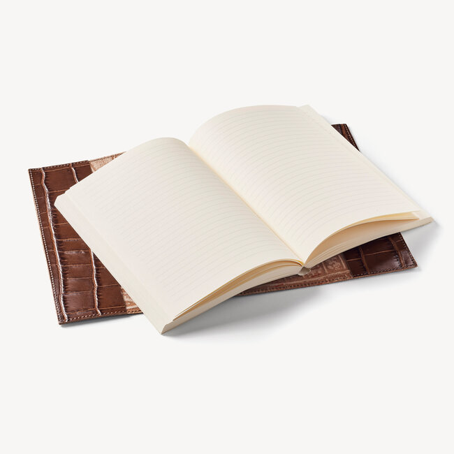 A5 Refillable Journal Deep Shine Brown Soft Croc