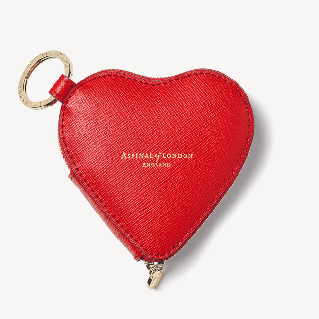 Heart Coin Purse Scarlet Saffiano