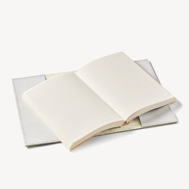 Pocket Refillable Journal Light Grey Saffiano