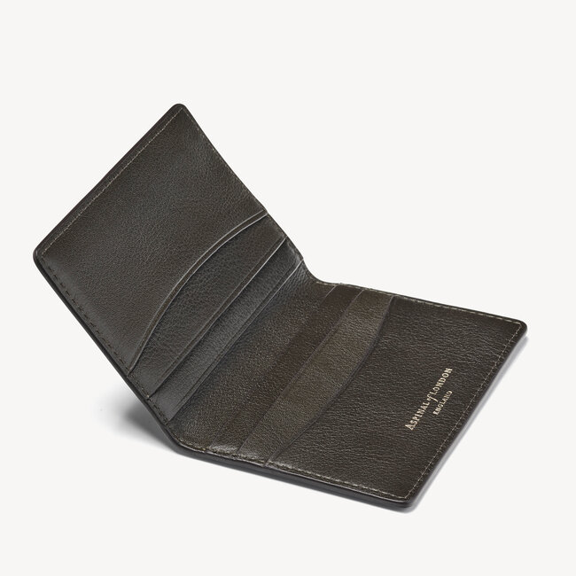 Double Fold Credit Card Holder in Khaki | Aspinal of London